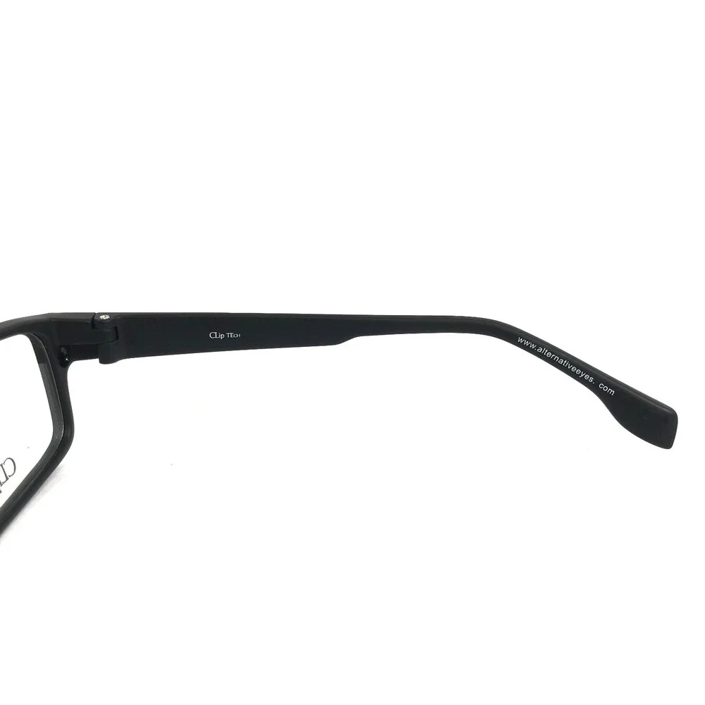 Clip Tech Choices Eyeglasses Frames K3874 C2 Black Rectangle Full Rim 55-17-38